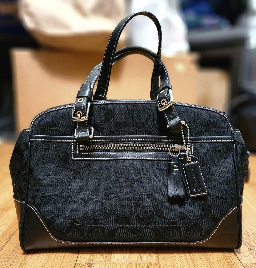 Coach 6828 Vintage Y2K Soho Mini Boston Hand Bag Black Canvas Leather Tag Used